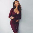 Spring Women Bodycon Slim Long Sleeve Party Cocktail