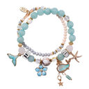 Whale tail bracelet double elastic personality retro flower