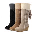 AIWEIYi Women Knee High Boots Wedge Heels Shoes