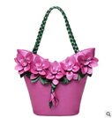 Birds women tote designer bag leather handbag flower