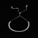 Rinhoo Charm Solid Silver Color Crystal Rhinestone Bangle