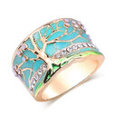 Flower Tree Rings Fashion Gold Pink Opal Green