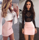 HOT Fashion Women Shiny Leather Skirts Female Solid