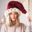 Christmas Plush Hat With Pompom Cute Winter