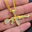 Cool Gothic Gun Shape Pendant Rhinestone Army Style