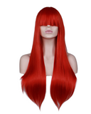 Wig female light pink long straight bangs high