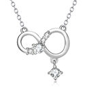 Infinite Pendant 925 Sterling Silver Diamante Necklace