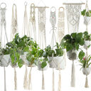 Flower Pot Net Bag Beige Cotton Rope Indoor