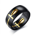 Separable Ankh Egyptian Cross Ring Men Personalized Black
