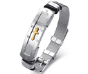 Stainless Steel Cross Bible Charm Bracelet Wristband