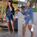 Shredded denim dress casual