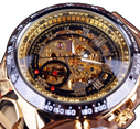 Winner men's personality fashion gold watch all steel