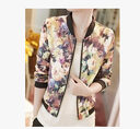 Jacket Trendy Wild Floral Zipper Stand Collar Long