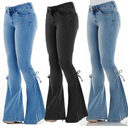 Ladies jeans mid-waisted denim trousers stretch