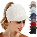 Women Ponytail Beanies Autumn Winter Hats Female Soft