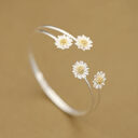 S925 Sterling Silver Bracelet sweet temperament double Daisy