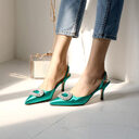 Elegant Rhinestone High Heels Women Pumps Silk Pointed