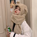 Cute winter plush scarf in autumn