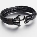 Men's Stainless Steel Anchor Bracelet Vintage Woven Leather