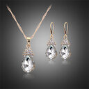 Womens Diamond Crystal Necklace Earrings Set