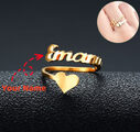 Name Men Women Ring Personalized Love Heart Fashion
