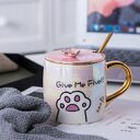 Cartoon Ceramics Mug With Lid and Spoon Coffee