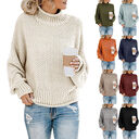 Solid Turtleneck Pullover Sweater Winter Fashion Casual Knitted