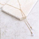 White pointed crystal necklace double chain delicate