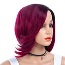 Gradient partial short curly hair wig