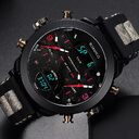 Men's watch electronic quartz double display 3 time