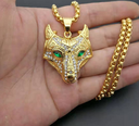 Men Stainless Steel Necklace Gold Color Viking Wolf