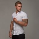 New Summer Shirt Fitness Clothing Cotton Tops Short