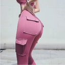 Pockets Trousers Solid Color Slim Yoga Track Pants