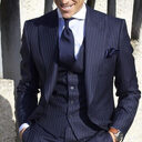 Striped suit business casual men's three-piece