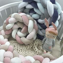 Heightening Baby Braided Crib Bumpers Knot Long Pillow