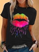 Sexy lips daisy print tops women's