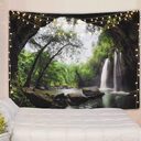 Beautiful Cave Waterfall Print Wall Hippie Tapestry Polyester