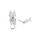 S925 Sterling Silver Stud Earrings Fashion Detachable Cat