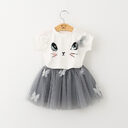 New Girls Kids Cute Child Cat Short Sleeve