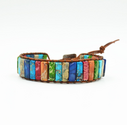 Colored Imperial Stone Hand-woven Single-layer Leather Bracelet Creative