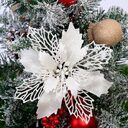 Glitter Artifical Christmas Flowers Tree Decorations For Home