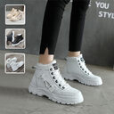 Fleece Lace-up Boots Winter Warm Short Plush High-top