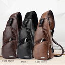 Men USB Charging Bag Chest For PU PVC