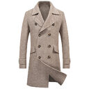 Double-breasted mid-length woolen coat