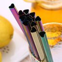 Drinking Straw Reusable Metal Set Heart-shaped Bubble Tea