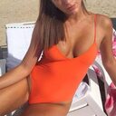 Bikini New Solid Color Siamese Swimwear Women Sexy