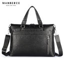 Manbers brand real leather business and leisure handbag