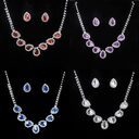 The New Bride Jewelry Color Diamond Earrings Necklace