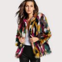 Winter Color Fur Coats Women Elegant Colorful Faux