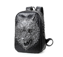 3D Wolf Head Student Backpack Korean Edition Bags